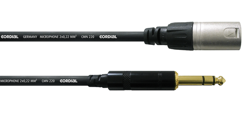 Cordial laitekaapeli 3 m, XLR-uros/¼'' stereoplugi