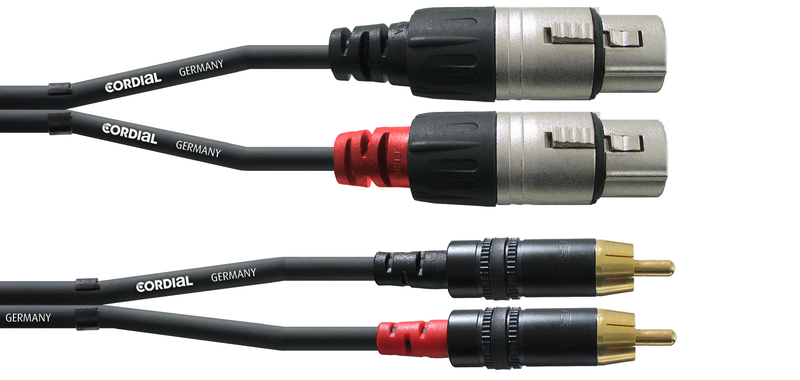 Cordial RCA / XLR-naaras kaapelipari, 1,5 m