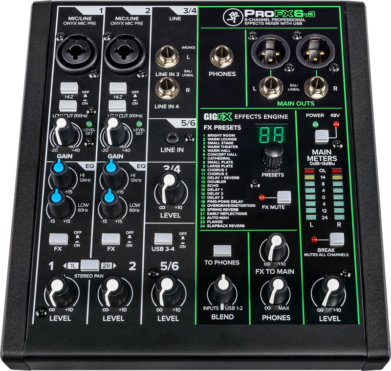 Mackie ProFX6v3 6 Channel Professional Effects Mixer with USB