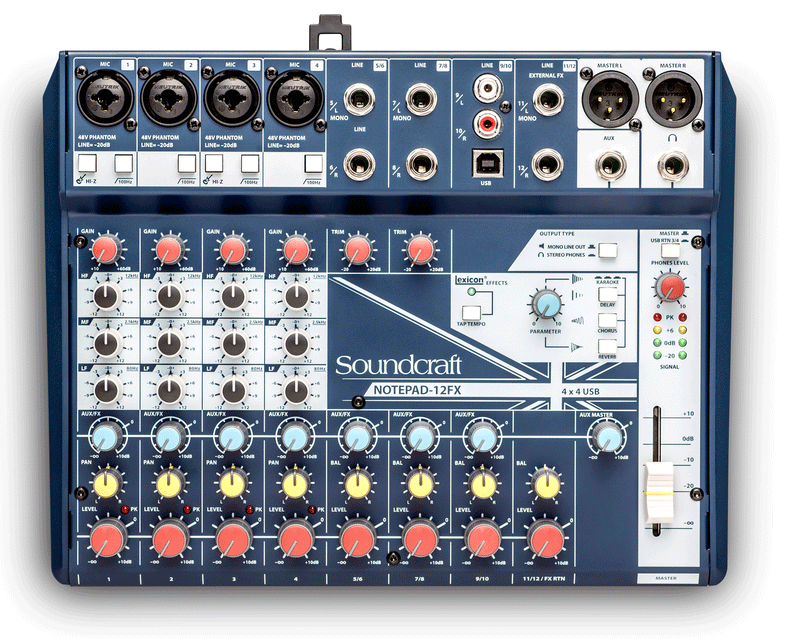 Soundcraft Notepad-12FX Small-format Analog Mixing Console with USB I/O and Lexicon Effects