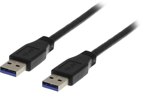 Deltaco 1m USB 3.0 kaapeli, A ur - A ur, musta